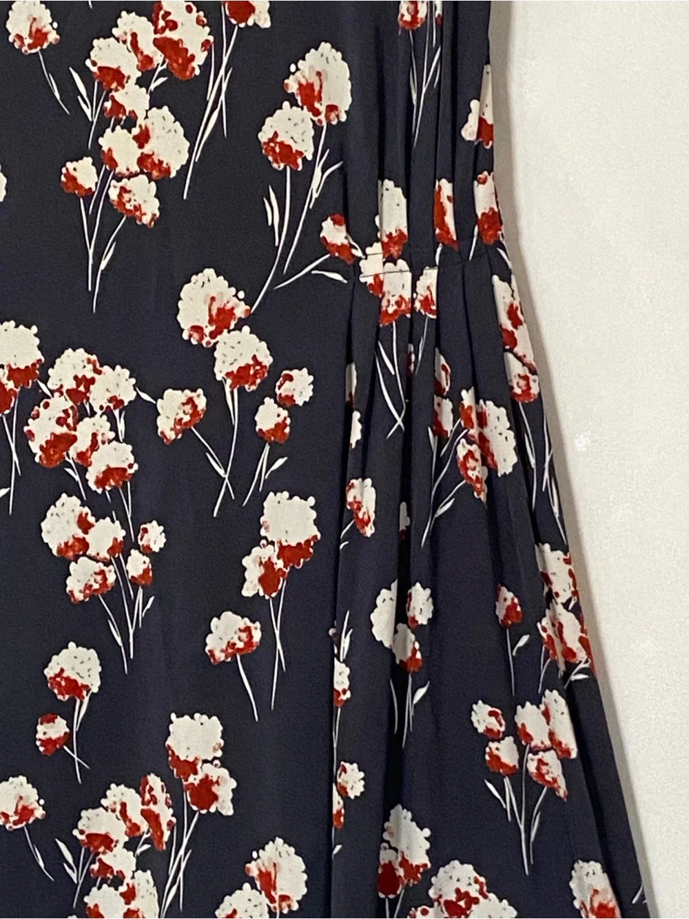 Tory Burch Floral Sheath Dress M Navy Cherry Blossom Side Zip Knee Length